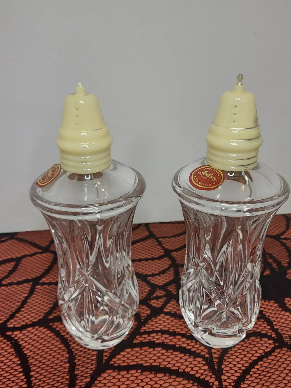 Vintage Gorham Fine Crystal Salt & Pepper Shakers Czech Republic
